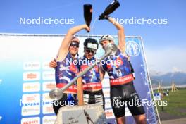 31.08.2024, Annecy, France (FRA): Sindre Bjornestad Skar (NOR), Michal Novak (CZE), Mathis Desloges (FRA), (l-r) - Martin Fourcade Nordic Festival Cross-Country, Annecy (FRA). www.nordicfocus.com. © Manzoni/NordicFocus. Every downloaded picture is fee-liable.