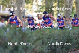 31.08.2024, Annecy, France (FRA): Michal Novak (CZE), Lucas Chanavat (FRA), Jules Lapierre (FRA), Gaspard Rousset (FRA), (l-r) - Martin Fourcade Nordic Festival Cross-Country, Annecy (FRA). www.nordicfocus.com. © Manzoni/NordicFocus. Every downloaded picture is fee-liable.