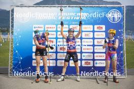 31.08.2024, Annecy, France (FRA): Victoria Carl (GER), Oceane Michelon (FRA), Marte Skaanes (NOR), (l-r) - Martin Fourcade Nordic Festival Cross-Country, Annecy (FRA). www.nordicfocus.com. © Thibaut/NordicFocus. Every downloaded picture is fee-liable.