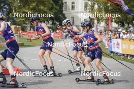 31.08.2024, Annecy, France (FRA): Léonie Perry (FRA), MAYA Desseux (FRA), Juliette Ducordeau (FRA), (l-r)  - Martin Fourcade Nordic Festival Cross-Country, Annecy (FRA). www.nordicfocus.com. © Thibaut/NordicFocus. Every downloaded picture is fee-liable.