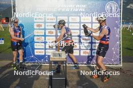 31.08.2024, Annecy, France (FRA): Sindre Bjornestad Skar (NOR), Michal Novak (CZE), Mathis Desloges (FRA), (l-r)  - Martin Fourcade Nordic Festival Cross-Country, Annecy (FRA). www.nordicfocus.com. © Thibaut/NordicFocus. Every downloaded picture is fee-liable.