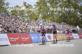 31.08.2024, Annecy, France (FRA): Delphine Claudel (FRA), Victoria Carl (GER), Marte Skaanes (NOR), (l-r)  - Martin Fourcade Nordic Festival Cross-Country, Annecy (FRA). www.nordicfocus.com. © Thibaut/NordicFocus. Every downloaded picture is fee-liable.