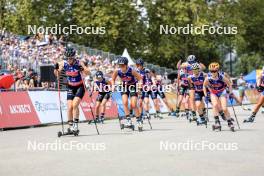 31.08.2024, Annecy, France (FRA): Océane Michelon (FRA), Julie Pierrel (FRA), Marte Skaanes (NOR), (l-r) - Martin Fourcade Nordic Festival Cross-Country, Annecy (FRA). www.nordicfocus.com. © Manzoni/NordicFocus. Every downloaded picture is fee-liable.