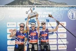 31.08.2024, Annecy, France (FRA): Sindre Bjornestad Skar (NOR), Michal Novak (CZE), Mathis Desloges (FRA), (l-r)  - Martin Fourcade Nordic Festival Cross-Country, Annecy (FRA). www.nordicfocus.com. © Thibaut/NordicFocus. Every downloaded picture is fee-liable.