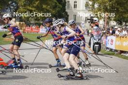 31.08.2024, Annecy, France (FRA): Delphine Claudel (FRA), Clémence Didierlaurent (FRA), Heidi Convard (FRA), (l-r)  - Martin Fourcade Nordic Festival Cross-Country, Annecy (FRA). www.nordicfocus.com. © Thibaut/NordicFocus. Every downloaded picture is fee-liable.