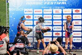 31.08.2024, Annecy, France (FRA): Victoria Carl (GER), Océane Michelon (FRA), Marte Skaanes (NOR), (l-r) - Martin Fourcade Nordic Festival Cross-Country, Annecy (FRA). www.nordicfocus.com. © Manzoni/NordicFocus. Every downloaded picture is fee-liable.