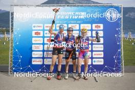 31.08.2024, Annecy, France (FRA): Victoria Carl (GER), Oceane Michelon (FRA), Marte Skaanes (NOR), (l-r) - Martin Fourcade Nordic Festival Cross-Country, Annecy (FRA). www.nordicfocus.com. © Thibaut/NordicFocus. Every downloaded picture is fee-liable.