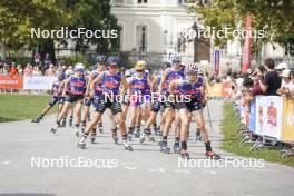 31.08.2024, Annecy, France (FRA): Julie Pierrel (FRA), Maja Dahlqvist (SUE), Victoria Carl (GER), (l-r)  - Martin Fourcade Nordic Festival Cross-Country, Annecy (FRA). www.nordicfocus.com. © Thibaut/NordicFocus. Every downloaded picture is fee-liable.