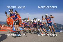 31.08.2024, Annecy, France (FRA): Michal Novak (CZE), Sabin Coupat (FRA), Clément Parisse (FRA), Jules Lapierre (FRA), James Clugnet (GBR), Qiang Wang (CHI), (l-r)  - Martin Fourcade Nordic Festival Cross-Country, Annecy (FRA). www.nordicfocus.com. © Thibaut/NordicFocus. Every downloaded picture is fee-liable.