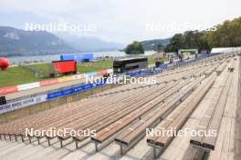 30.08.2024, Annecy, France (FRA): Event Feature: Overview over the stadium from the tribune - Martin Fourcade Nordic Festival Biathlon, Annecy (FRA). www.nordicfocus.com. © Manzoni/NordicFocus. Every downloaded picture is fee-liable.