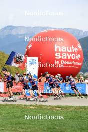 31.08.2024, Annecy, France (FRA): Juliette Ducordeau (FRA), Océane Michelon (FRA), Maëlle Veyre (FRA), (l-r) - Martin Fourcade Nordic Festival Cross-Country, Annecy (FRA). www.nordicfocus.com. © Manzoni/NordicFocus. Every downloaded picture is fee-liable.