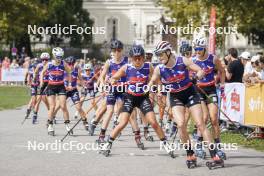 31.08.2024, Annecy, France (FRA): Maëlle Veyre (FRA), Julie Pierrel (FRA), Victoria Carl (GER), Maja Dahlqvist (SUE), (l-r)  - Martin Fourcade Nordic Festival Cross-Country, Annecy (FRA). www.nordicfocus.com. © Thibaut/NordicFocus. Every downloaded picture is fee-liable.