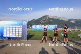 31.08.2024, Annecy, France (FRA): Sindre Bjornestad Skar (NOR), Michal Novak (CZE), Mathis Desloges (FRA), (l-r) - Martin Fourcade Nordic Festival Cross-Country, Annecy (FRA). www.nordicfocus.com. © Manzoni/NordicFocus. Every downloaded picture is fee-liable.