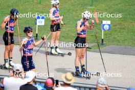 31.08.2024, Annecy, France (FRA): Julie Pierrel (FRA), Maëlle Veyre (FRA), Maja Dahlqvist (SWE), (l-r) - Martin Fourcade Nordic Festival Cross-Country, Annecy (FRA). www.nordicfocus.com. © Manzoni/NordicFocus. Every downloaded picture is fee-liable.