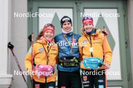 12.10.2024, Oberhof, Germany (GER): Nathalie Armbruster (GER), David Mach (GER), Svenja Wuerth (GER), (l-r) - German Championships Nordic Combined men and women, individual gundersen HS140/10km men, Oberhof (GER). www.nordicfocus.com. © Volk/NordicFocus. Every downloaded picture is fee-liable.