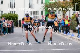 12.10.2024, Oberhof, Germany (GER): Jakob Lange (GER), Wendelin Thannheimer (GER), (l-r)  - German Championships Nordic Combined men and women, individual gundersen HS140/10km men, Oberhof (GER). www.nordicfocus.com. © Volk/NordicFocus. Every downloaded picture is fee-liable.