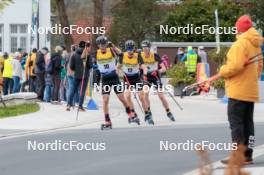 12.10.2024, Oberhof, Germany (GER): Manuel Faisst (GER), Jakob Lange (GER), Wendelin Thannheimer (GER), (l-r)  - German Championships Nordic Combined men and women, individual gundersen HS140/10km men, Oberhof (GER). www.nordicfocus.com. © Volk/NordicFocus. Every downloaded picture is fee-liable.