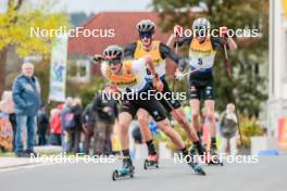 12.10.2024, Oberhof, Germany (GER): Jonathan Graebert (GER), Jan Andersen (GER), Richard Stenzel (GER), (l-r)  - German Championships Nordic Combined men and women, individual gundersen HS140/10km men, Oberhof (GER). www.nordicfocus.com. © Volk/NordicFocus. Every downloaded picture is fee-liable.