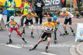 12.10.2024, Oberhof, Germany (GER): Karl Schurig (GER), Marcel Dickhaut (GER), Thor-Arne Koch (GER), Phil Recknagel (GER), (l-r)  - German Championships Nordic Combined men and women, individual gundersen HS140/10km men, Oberhof (GER). www.nordicfocus.com. © Volk/NordicFocus. Every downloaded picture is fee-liable.