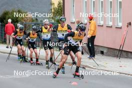 12.10.2024, Oberhof, Germany (GER): Richard Stenzel (GER), Manuel Faisst (GER), Felix Brieden (GER), Wendelin Thannheimer (GER), Jan Andersen (GER), (l-r)  - German Championships Nordic Combined men and women, individual gundersen HS140/10km men, Oberhof (GER). www.nordicfocus.com. © Volk/NordicFocus. Every downloaded picture is fee-liable.