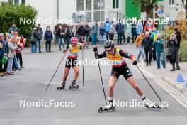 12.10.2024, Oberhof, Germany (GER): Nathalie Armbruster (GER), Jenny Nowak (GER), (l-r)  - German Championships Nordic Combined men and women, individual gundersen HS100/5km women, Oberhof (GER). www.nordicfocus.com. © Volk/NordicFocus. Every downloaded picture is fee-liable.