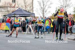 12.10.2024, Oberhof, Germany (GER): Kathrin Mark (GER), Finja Eichel (GER), Charlotte Lauber (GER), (l-r)  - German Championships Nordic Combined men and women, individual gundersen HS100/5km women, Oberhof (GER). www.nordicfocus.com. © Volk/NordicFocus. Every downloaded picture is fee-liable.