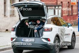 12.10.2024, Oberhof, Germany (GER):  Feature camera crew inside the car - German Championships Nordic Combined men and women, individual gundersen HS100/5km women, Oberhof (GER). www.nordicfocus.com. © Volk/NordicFocus. Every downloaded picture is fee-liable.