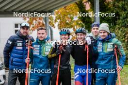 13.10.2024, Oberhof, Germany (GER): Jiri Konvalinka (CZE), Jan Vytrval (CZE) (l-r) and Czech staff - German Championships Nordic Combined men and women, team sprint  HS140/15km men, Oberhof (GER). www.nordicfocus.com. © Volk/NordicFocus. Every downloaded picture is fee-liable.