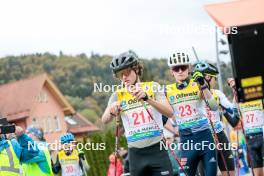 13.10.2024, Oberhof, Germany (GER): Benedikt Graebert (GER), Armin Peter (GER), (l-r)  - German Championships Nordic Combined men and women, team sprint  HS140/15km men, Oberhof (GER). www.nordicfocus.com. © Volk/NordicFocus. Every downloaded picture is fee-liable.