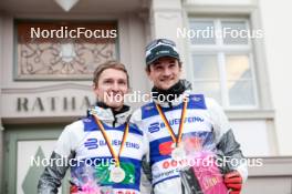 13.10.2024, Oberhof, Germany (GER): Manuel Faisst (GER), Jan Andersen (GER), (l-r) - German Championships Nordic Combined men and women, team sprint  HS140/15km men, Oberhof (GER). www.nordicfocus.com. © Volk/NordicFocus. Every downloaded picture is fee-liable.