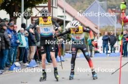 13.10.2024, Oberhof, Germany (GER): Terence Weber (GER), Nick Schoenfeld (GER), (l-r)  - German Championships Nordic Combined men and women, team sprint  HS140/15km men, Oberhof (GER). www.nordicfocus.com. © Volk/NordicFocus. Every downloaded picture is fee-liable.