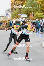 13.10.2024, Oberhof, Germany (GER): Jiri Konvalinka (CZE), Jan Andersen (GER), (l-r)  - German Championships Nordic Combined men and women, team sprint  HS140/15km men, Oberhof (GER). www.nordicfocus.com. © Volk/NordicFocus. Every downloaded picture is fee-liable.