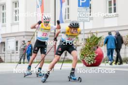 13.10.2024, Oberhof, Germany (GER): Maximilian Uhr (GER), Benedikt Graebert (GER), (l-r)  - German Championships Nordic Combined men and women, team sprint  HS140/15km men, Oberhof (GER). www.nordicfocus.com. © Volk/NordicFocus. Every downloaded picture is fee-liable.