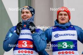 13.10.2024, Oberhof, Germany (GER): Jakob Lange (GER), Julian Schmid (GER), (l-r) - German Championships Nordic Combined men and women, team sprint  HS140/15km men, Oberhof (GER). www.nordicfocus.com. © Volk/NordicFocus. Every downloaded picture is fee-liable.