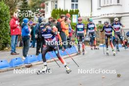 13.10.2024, Oberhof, Germany (GER): Svenja Wuerth (GER), Nathalie Armbruster (GER), Maja Loh (GER), Maria Gerboth (GER), (l-r)  - German Championships Nordic Combined men and women, team sprint  HS100/9km women, Oberhof (GER). www.nordicfocus.com. © Volk/NordicFocus. Every downloaded picture is fee-liable.