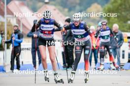 13.10.2024, Oberhof, Germany (GER): Sophia Maurus (GER), Magdalena Burger (GER), (l-r)  - German Championships Nordic Combined men and women, team sprint  HS100/9km women, Oberhof (GER). www.nordicfocus.com. © Volk/NordicFocus. Every downloaded picture is fee-liable.