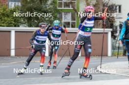 13.10.2024, Oberhof, Germany (GER): Jenny Nowak (GER), Cindy Haasch (GER), Nathalie Armbruster (GER), (l-r)  - German Championships Nordic Combined men and women, team sprint  HS100/9km women, Oberhof (GER). www.nordicfocus.com. © Volk/NordicFocus. Every downloaded picture is fee-liable.