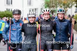 13.10.2024, Oberhof, Germany (GER): Trine Goepfert (GER), Magdalena Burger (GER), Sofia Eggensberger (GER), Sophia Maurus (GER), (l-r)  - German Championships Nordic Combined men and women, team sprint  HS100/9km women, Oberhof (GER). www.nordicfocus.com. © Volk/NordicFocus. Every downloaded picture is fee-liable.