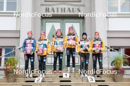 13.10.2024, Oberhof, Germany (GER): Ronja Loh (GER), Jenny Nowak (GER), Nathalie Armbruster (GER), Svenja Wuerth (GER), Cindy Haasch (GER), Maria Gerboth (GER), (l-r) - German Championships Nordic Combined men and women, team sprint  HS100/9km women, Oberhof (GER). www.nordicfocus.com. © Volk/NordicFocus. Every downloaded picture is fee-liable.