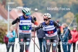 13.10.2024, Oberhof, Germany (GER): Cindy Haasch (GER), Maria Gerboth (GER), (l-r)  - German Championships Nordic Combined men and women, team sprint  HS100/9km women, Oberhof (GER). www.nordicfocus.com. © Volk/NordicFocus. Every downloaded picture is fee-liable.