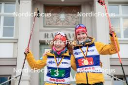 13.10.2024, Oberhof, Germany (GER): Nathalie Armbruster (GER), Svenja Wuerth (GER), (l-r) - German Championships Nordic Combined men and women, team sprint  HS100/9km women, Oberhof (GER). www.nordicfocus.com. © Volk/NordicFocus. Every downloaded picture is fee-liable.