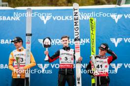 28.09.2024, Hinzenbach, Austria (AUT): Andreas Wellinger (GER), Daniel Tschofenig (AUT), Jan Hoerl (AUT), (l-r)  - Summer Grand Prix ski jumping, individual HS90, Hinzenbach (AUT). www.nordicfocus.com. © Volk/NordicFocus. Every downloaded picture is fee-liable