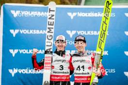 28.09.2024, Hinzenbach, Austria (AUT): Daniel Tschofenig (AUT), Jan Hoerl (AUT), (l-r)  - Summer Grand Prix ski jumping, individual HS90, Hinzenbach (AUT). www.nordicfocus.com. © Volk/NordicFocus. Every downloaded picture is fee-liable