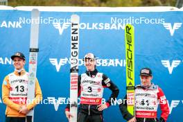 28.09.2024, Hinzenbach, Austria (AUT): Andreas Wellinger (GER), Daniel Tschofenig (AUT), Jan Hoerl (AUT), (l-r)  - Summer Grand Prix ski jumping, individual HS90, Hinzenbach (AUT). www.nordicfocus.com. © Volk/NordicFocus. Every downloaded picture is fee-liable