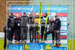 05.10.2024, Klingenthal, Germany (GER): Lara Malsiner (ITA), Annika Sieff (ITA), (l-r) and Italian team - Summer Grand Prix ski jumping women, individual HS140, Klingenthal (GER). www.nordicfocus.com. © Volk/NordicFocus. Every downloaded picture is fee-liable