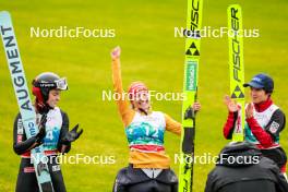 05.10.2024, Klingenthal, Germany (GER): Eirin Maria Kvandal (NOR), Katharina Schmid (GER), Yuki Ito (JPN), (l-r)  - Summer Grand Prix ski jumping women, individual HS140, Klingenthal (GER). www.nordicfocus.com. © Volk/NordicFocus. Every downloaded picture is fee-liable