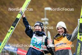 05.10.2024, Klingenthal, Germany (GER): Annika Sieff (ITA), Lara Malsiner (ITA), (l-r)  - Summer Grand Prix ski jumping women, individual HS140, Klingenthal (GER). www.nordicfocus.com. © Volk/NordicFocus. Every downloaded picture is fee-liable