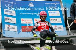 04.10.2024, Klingenthal, Germany (GER): Josephine Pagnier (FRA) - Summer Grand Prix ski jumping women, individual HS140, training, quali, Klingenthal (GER). www.nordicfocus.com. © Volk/NordicFocus. Every downloaded picture is fee-liable