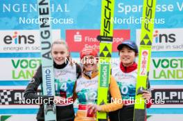 05.10.2024, Klingenthal, Germany (GER): Eirin Maria Kvandal (NOR), Katharina Schmid (GER), Yuki Ito (JPN), (l-r)  - Summer Grand Prix ski jumping women, individual HS140, Klingenthal (GER). www.nordicfocus.com. © Volk/NordicFocus. Every downloaded picture is fee-liable