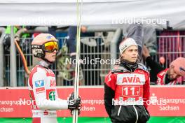 06.10.2024, Klingenthal, Germany (GER): Jan Hoerl (AUT), Lisa Eder (AUT), (l-r)  - Summer Grand Prix ski jumping, mixed team HS140, Klingenthal (GER). www.nordicfocus.com. © Volk/NordicFocus. Every downloaded picture is fee-liable